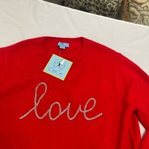 NWT CeCe Women’s Valentine Beaded Love Long Sleeve Sweater Dress Size Large New